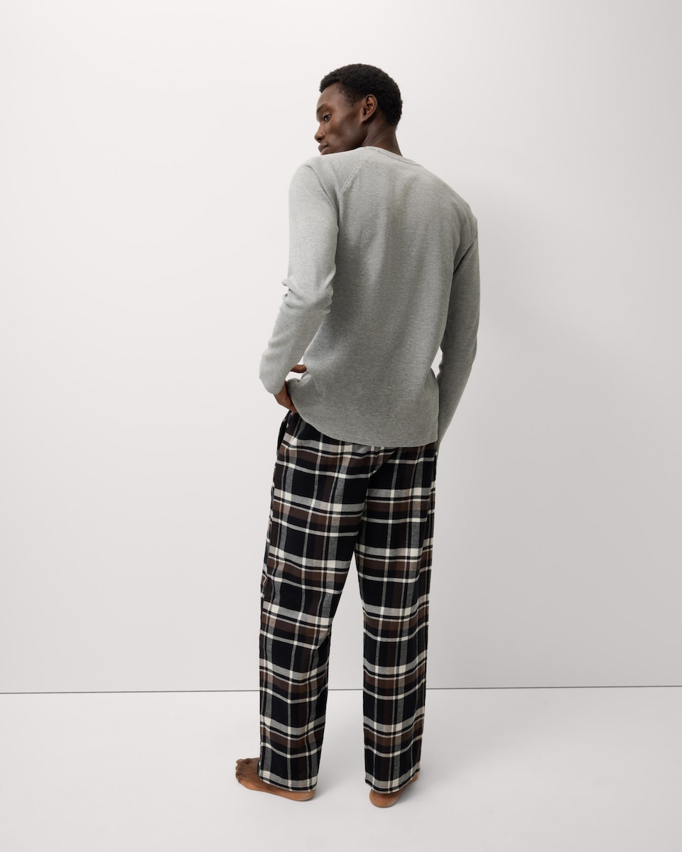 image 1 of F&F Cotton Rich Waffle Checked Pyjama Set in Grey
