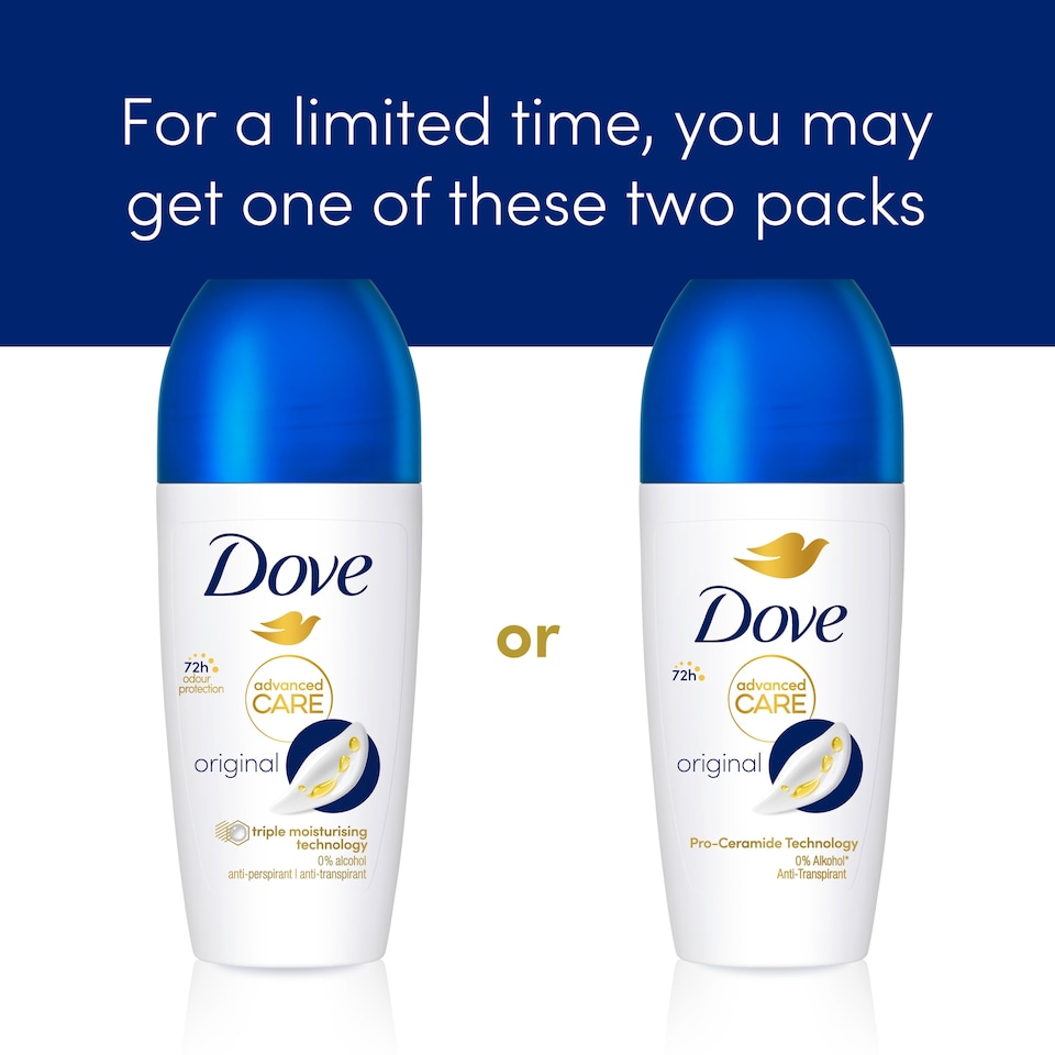 image 1 of Dove Advanced Care Original 72h Roll-On Antiperspirant Deodorant 50ml