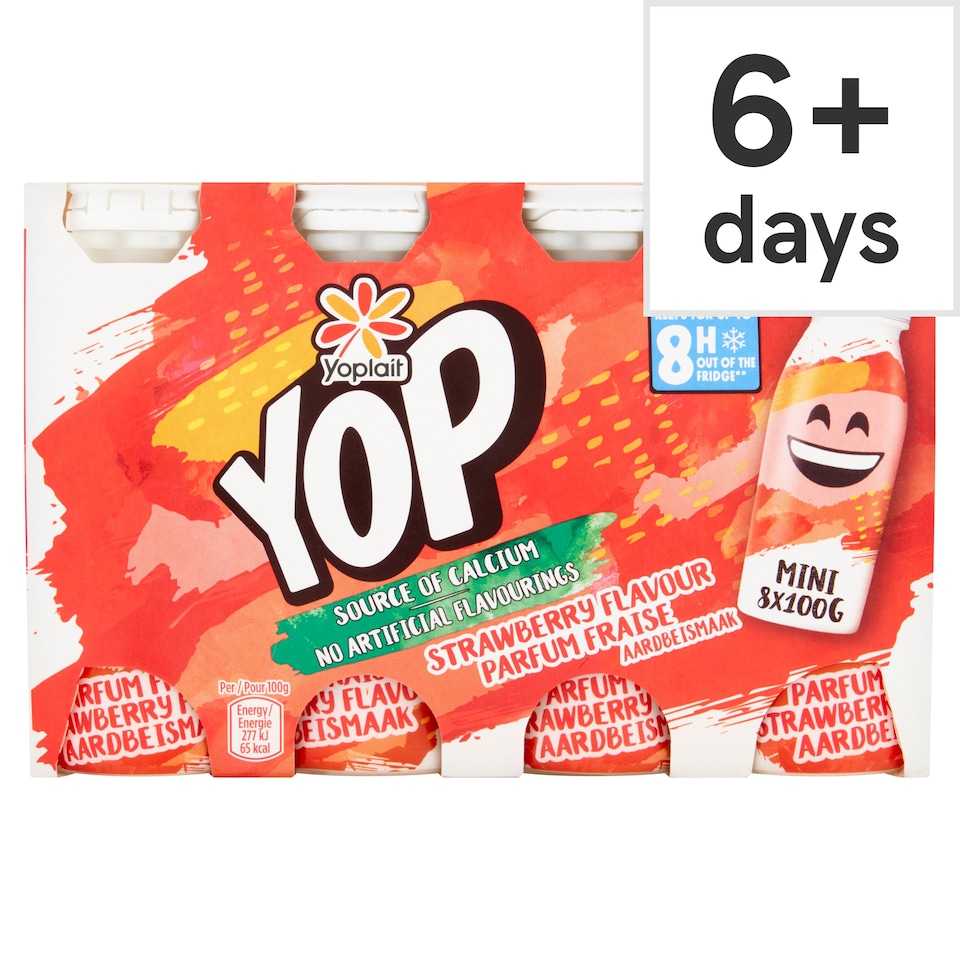 Yop Strawberry Flavour Yoghurt Drink 8X100g