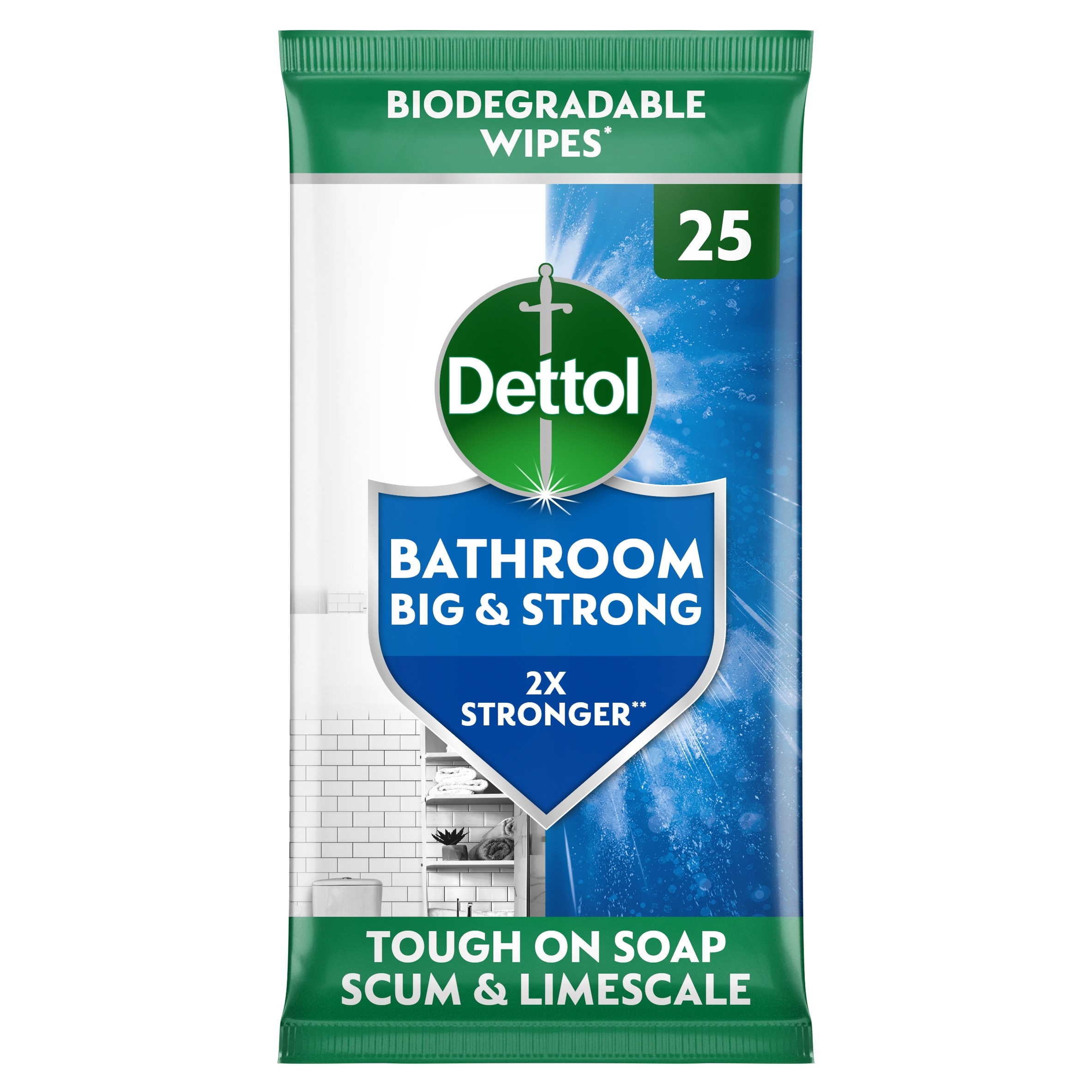 Dettol Big & Strong Limescale Bathroom Cleaning Wipes 25 Pack