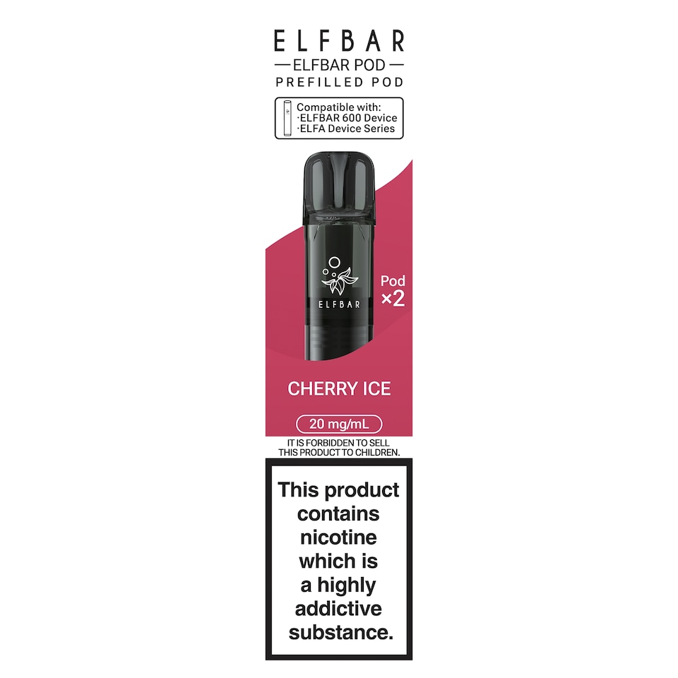 Elf Bar 600 Refillable Pod Cherry Ice 20mg/ml 2 x 2ml