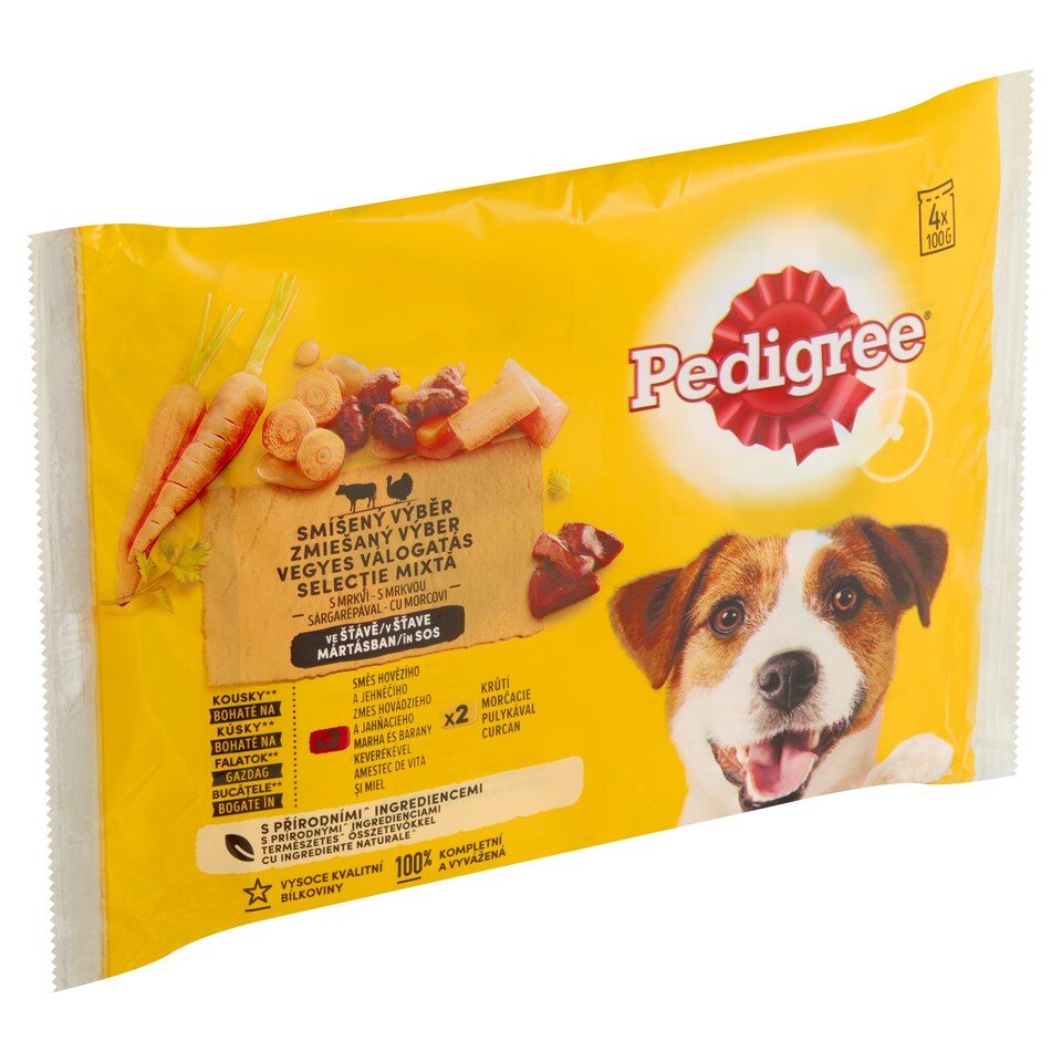 image 1 of Pedigree Zmiešaný výber s mrkvou v šťave 4 x 100 g (400 g)