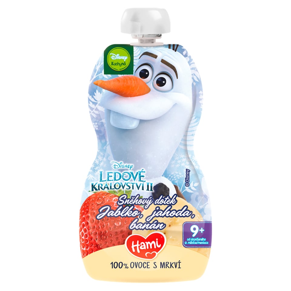 Hami Disney Frozen Olaf Fruit-Vegetable Pocket Apple, Strawberry, Banana 110 g, 9+