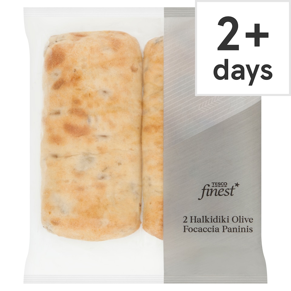image 1 of Tesco Finest Halkidiki Olive Focaccia Panini 2 Pack