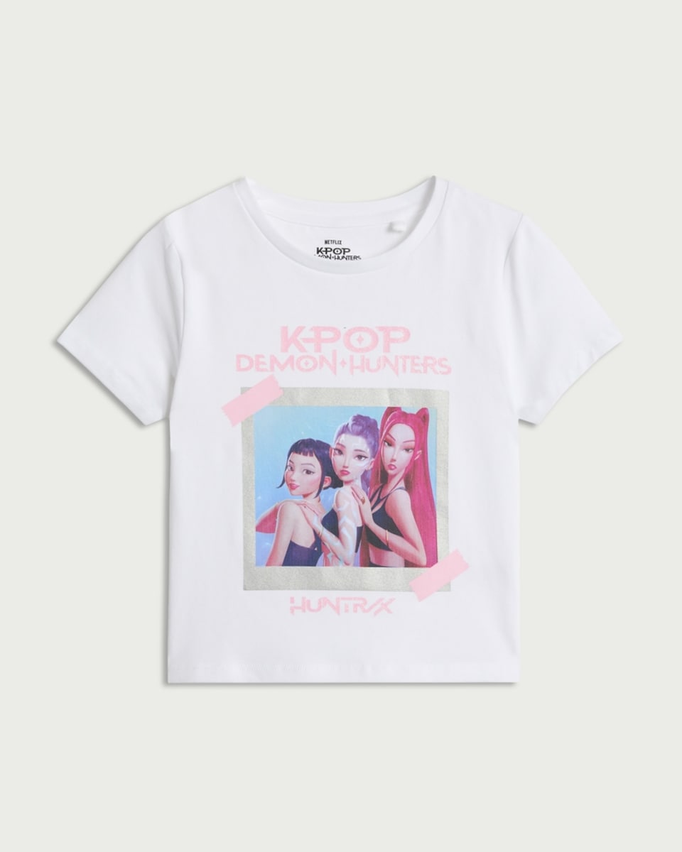 image 1 of K-Pop Demon Hunters Cotton Rich Huntrix T-Shirt in White