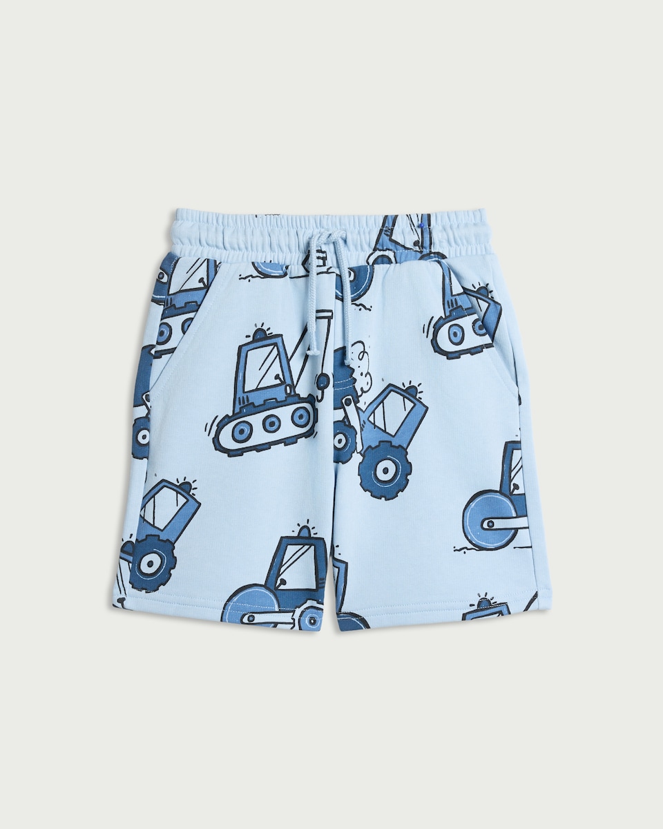 F&F Boys Cotton Rich Tractor Print Shorts in Blue