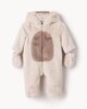 image 1 of F&F Baby Faux Fur Bear Cub Pramsuit in Med Nude