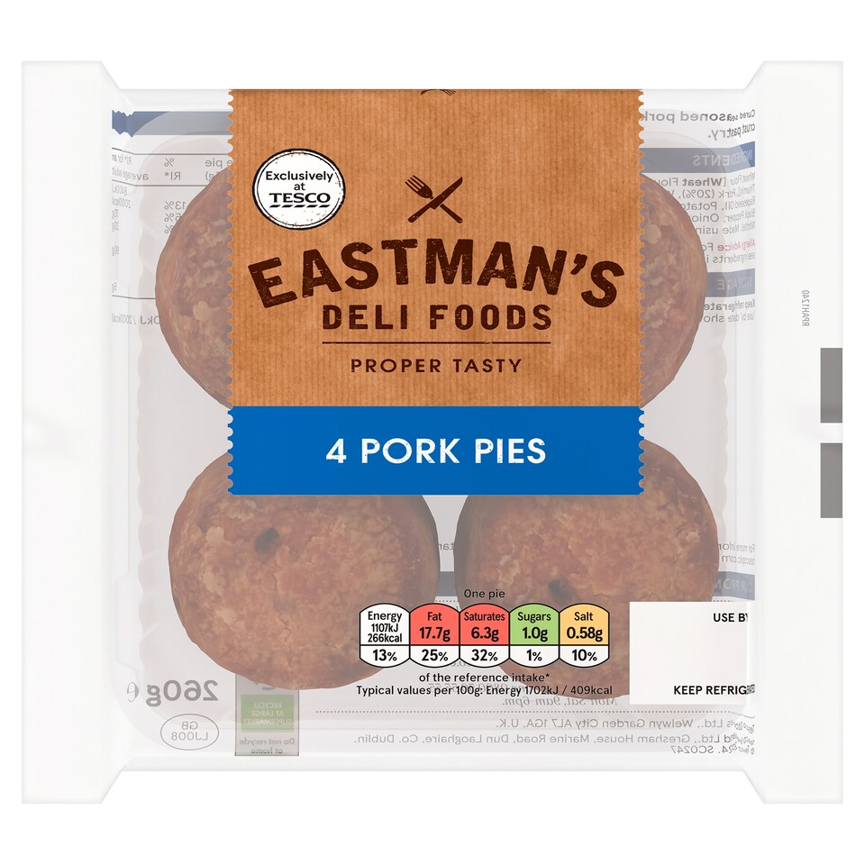 Eastmans 4 Cured Pork Pies 260G