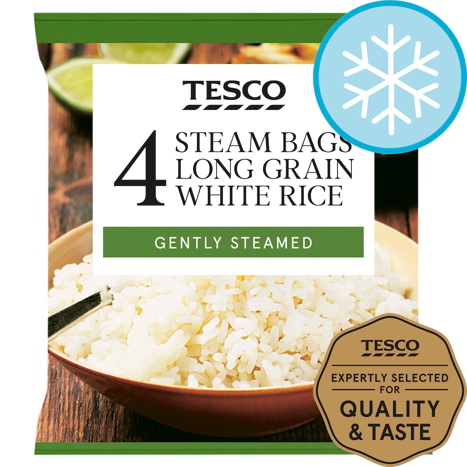 Tesco Steam Bags Long Grain White Rice 4 X 200G