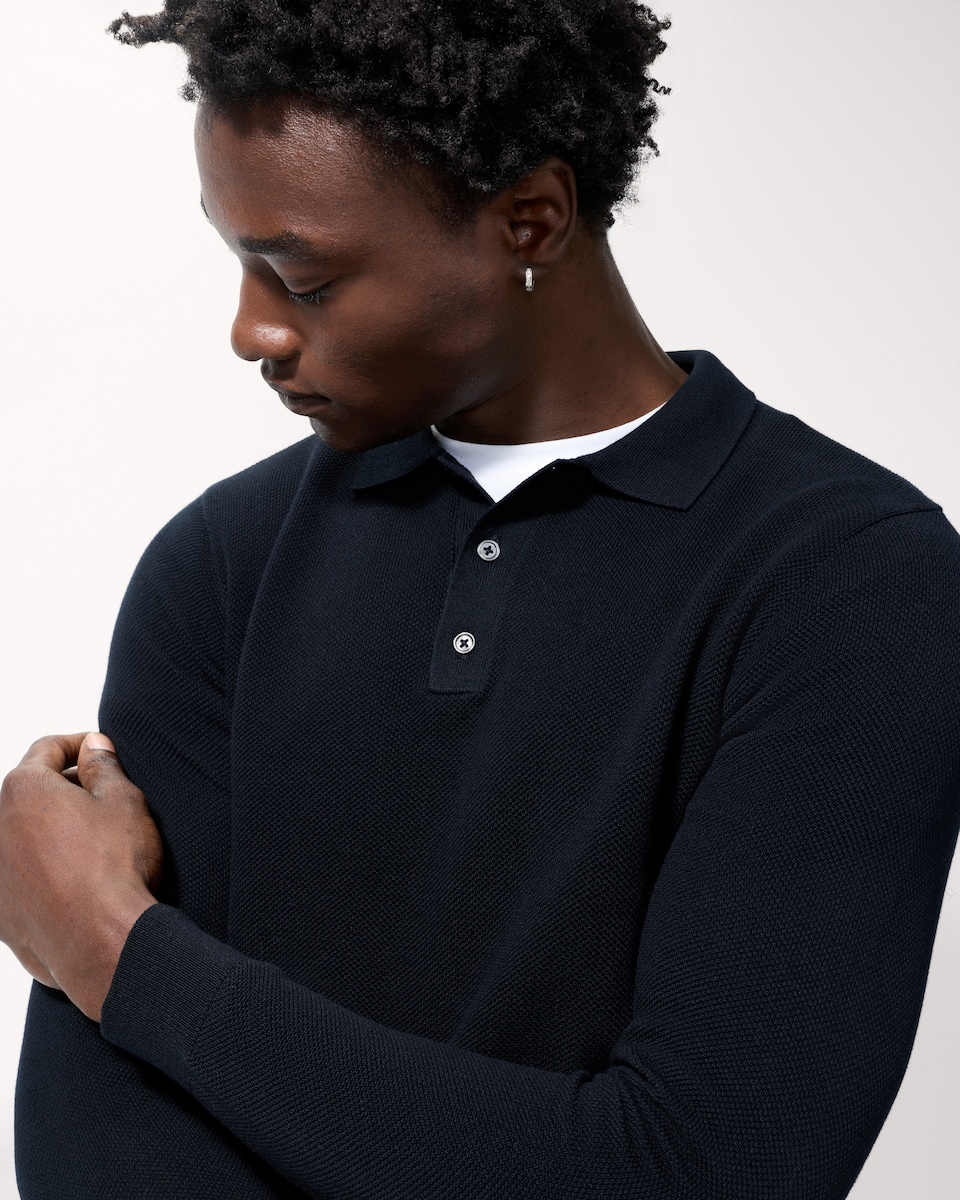 image 1 of F&F Pure Cotton Knitted Polo Shirt in Navy
