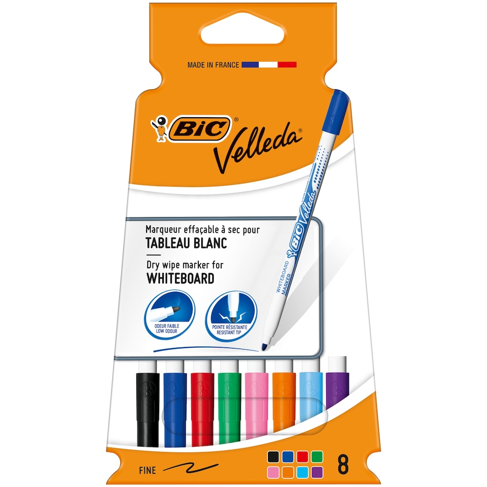 image 1 of BIC Velleda Thin Markers Pens 8 Pack