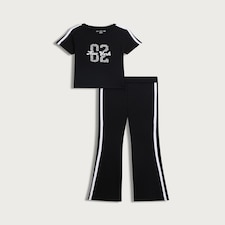 F&F Girls 2-Piece New York T-Shirt and Flared Leggings Set in Black