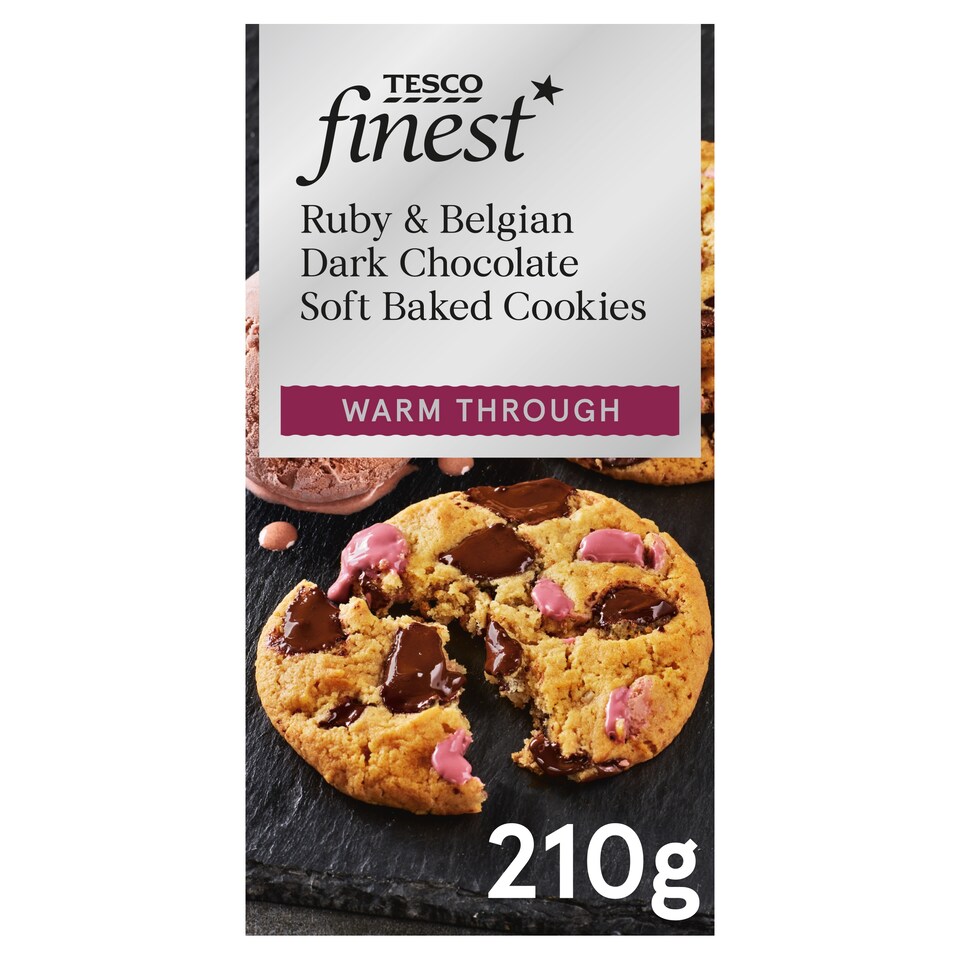 Tesco Finest Ruby And Belgian Dark Chocolate Soft Bake Ckies 210G