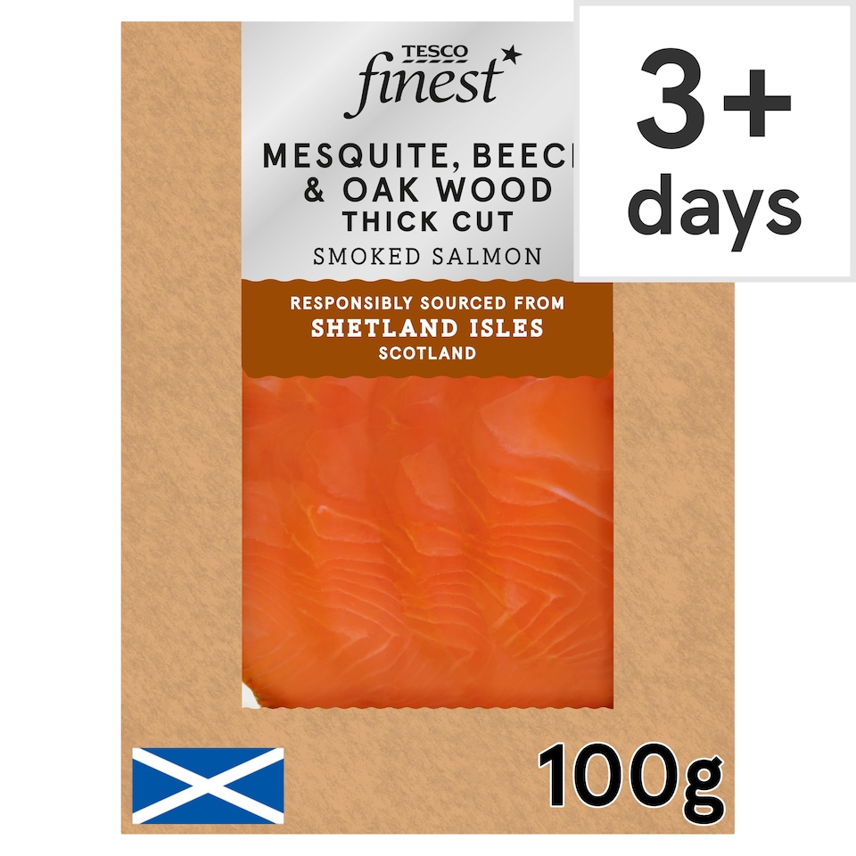 Tesco Finest Mesquite, Beech & Oak Wood Smoked Salmon 100g