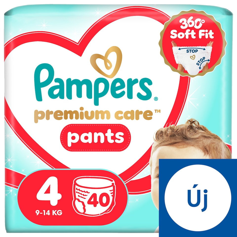 Pampers Premium Care Bugyipelenka, Méret: 4, 40 db Pelenka, 9kg-15kg  1. kép