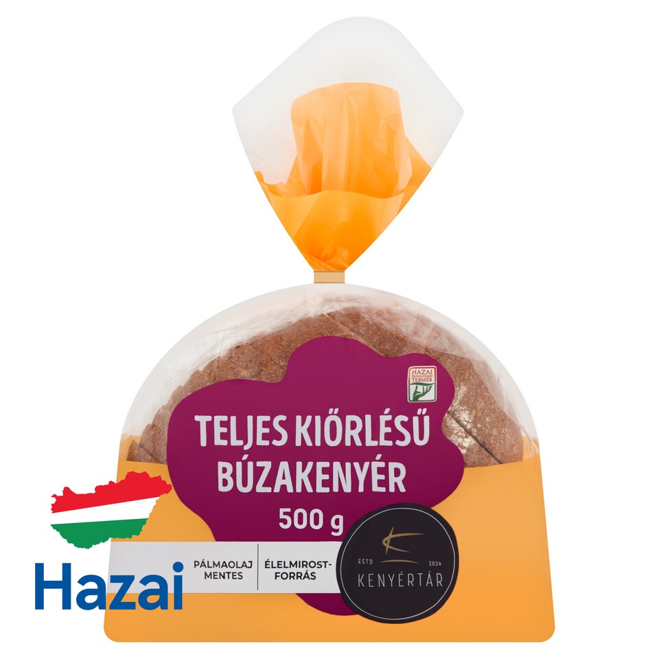 Kenyértár teljes kiőrlésű szeletelt búzakenyér 500 g