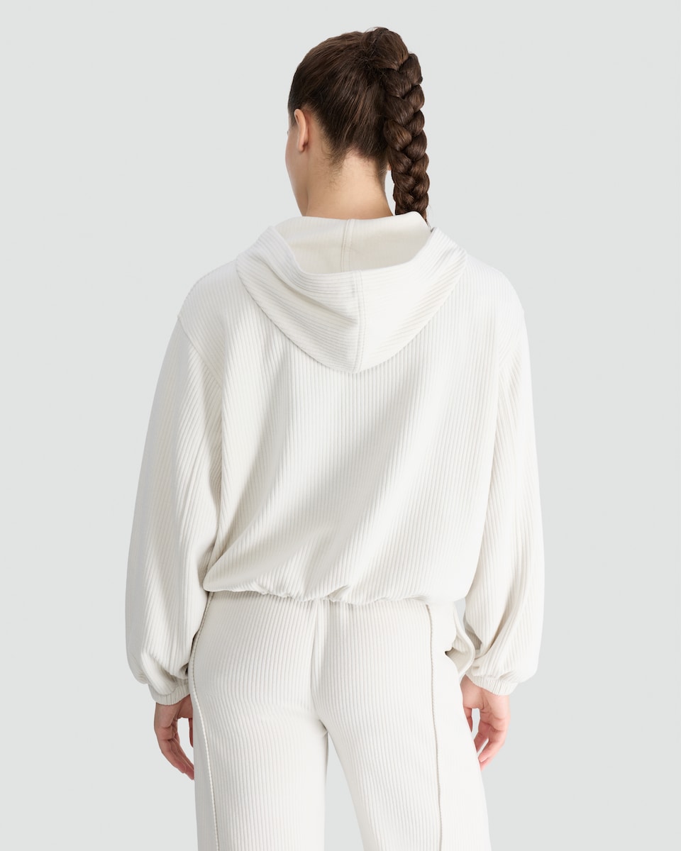 image 1 of F&F Active Ribbed Hooded Zip Up Jacket in Cream