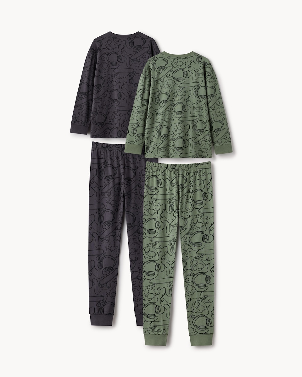 image 1 of F&F Boys 2-Pack Pure Cotton Printed Pyjama Sets in Multi