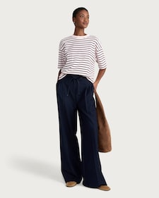 F&F Tie Waist Wide Leg Tailored Trousers in Blue
