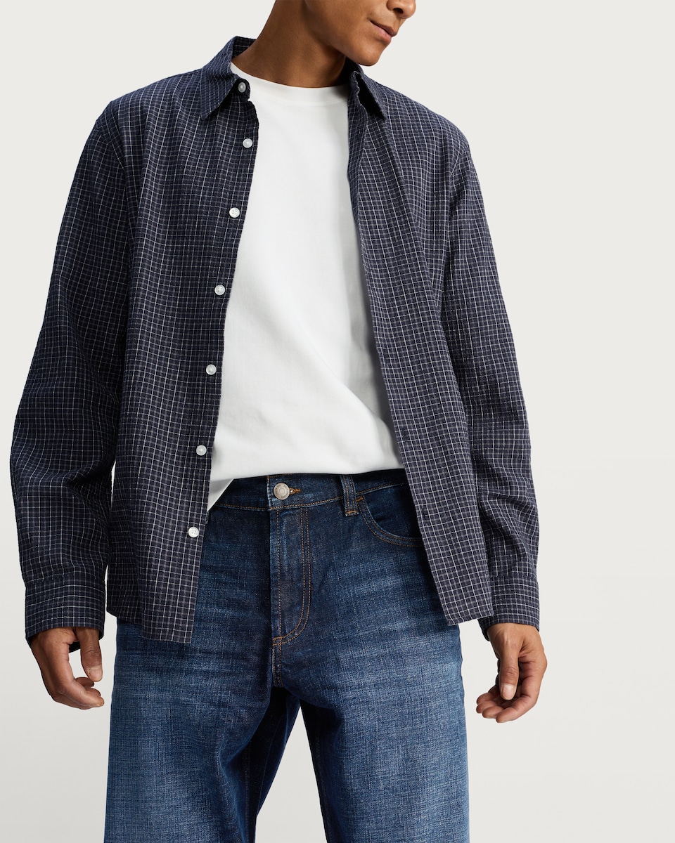 image 1 of F&F Cotton Rich Relaxed Straight Leg Jeans in Navy