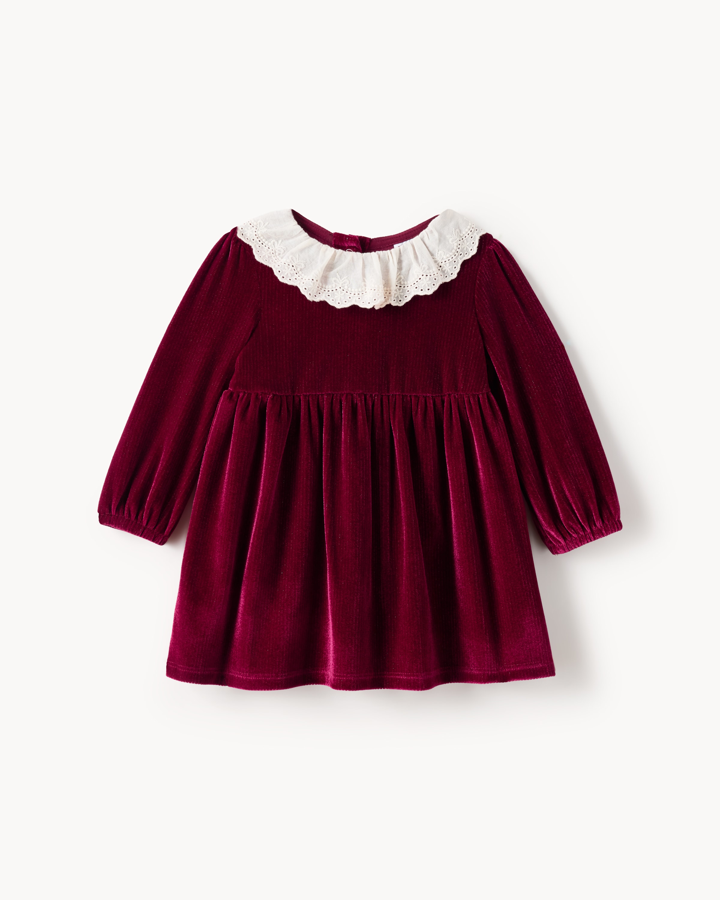 F&F Baby Velvet Broderie Collar Dress in Red