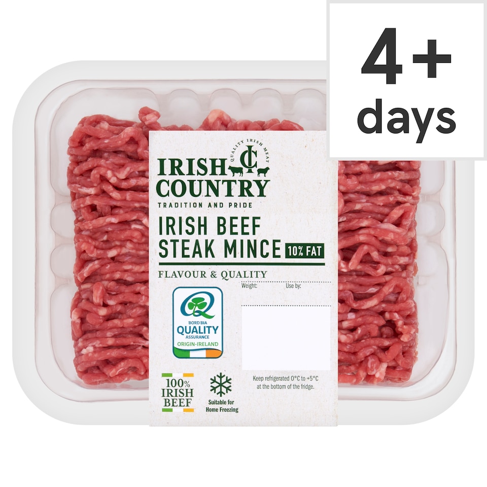 IRISH COUNTRY IRISH ROUND STEAK BEEF MINCE 10% FAT 350g