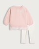 image 1 of F&F Baby 2-Piece Cotton Rich Bow Detail Sweatshirt and Leggings Set in Pink