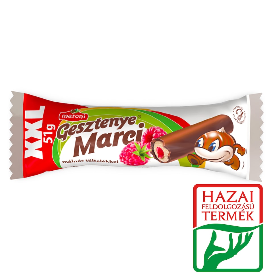 Maroni Gesztenye Marci gesztenyerúd kakaós bevonómasszával mártva málnás töltelékkel 51 g