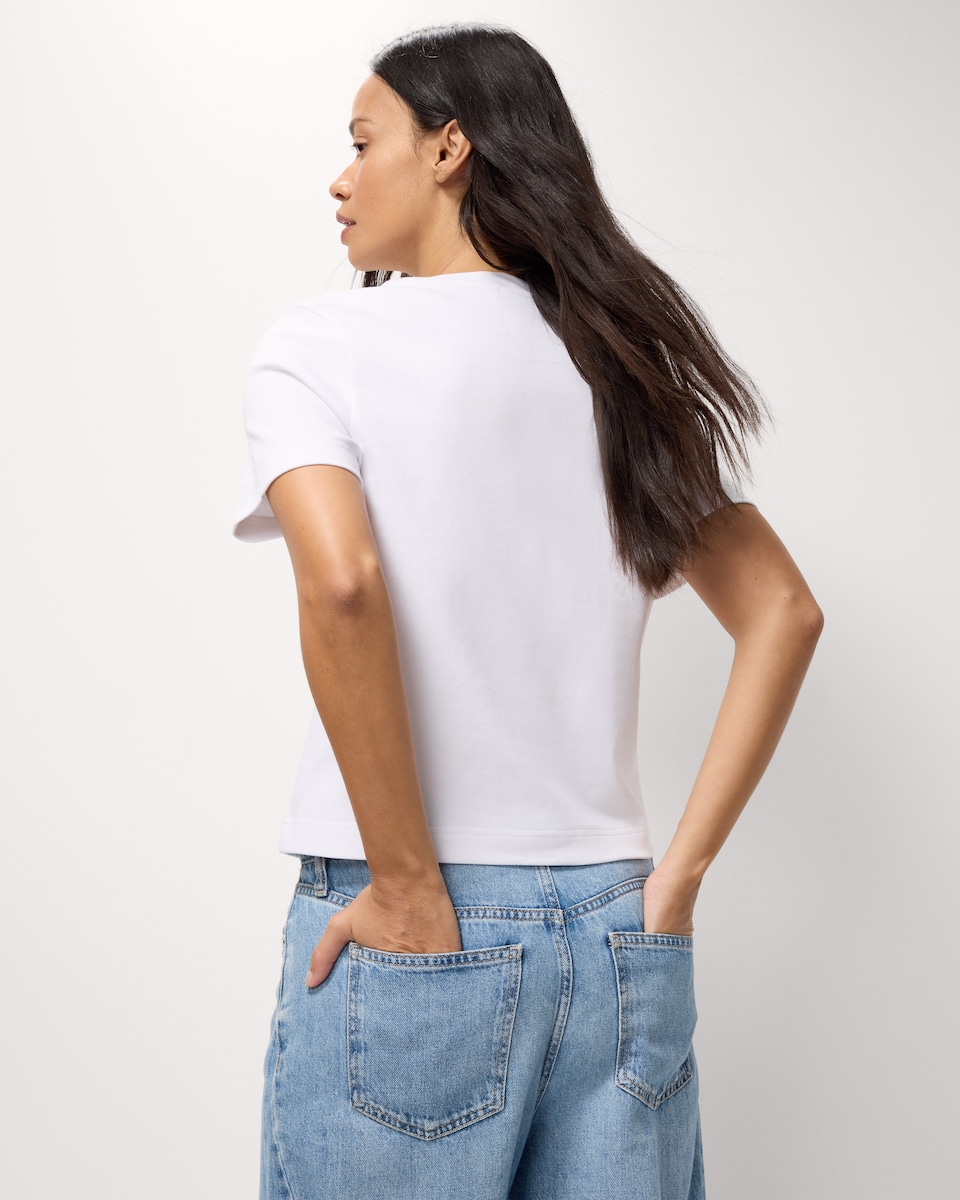 image 1 of F&F Pure Cotton Slim Fit T-Shirt in White