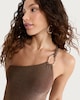 image 1 of F&F Metallic One Shoulder Swimsuit in Bronze