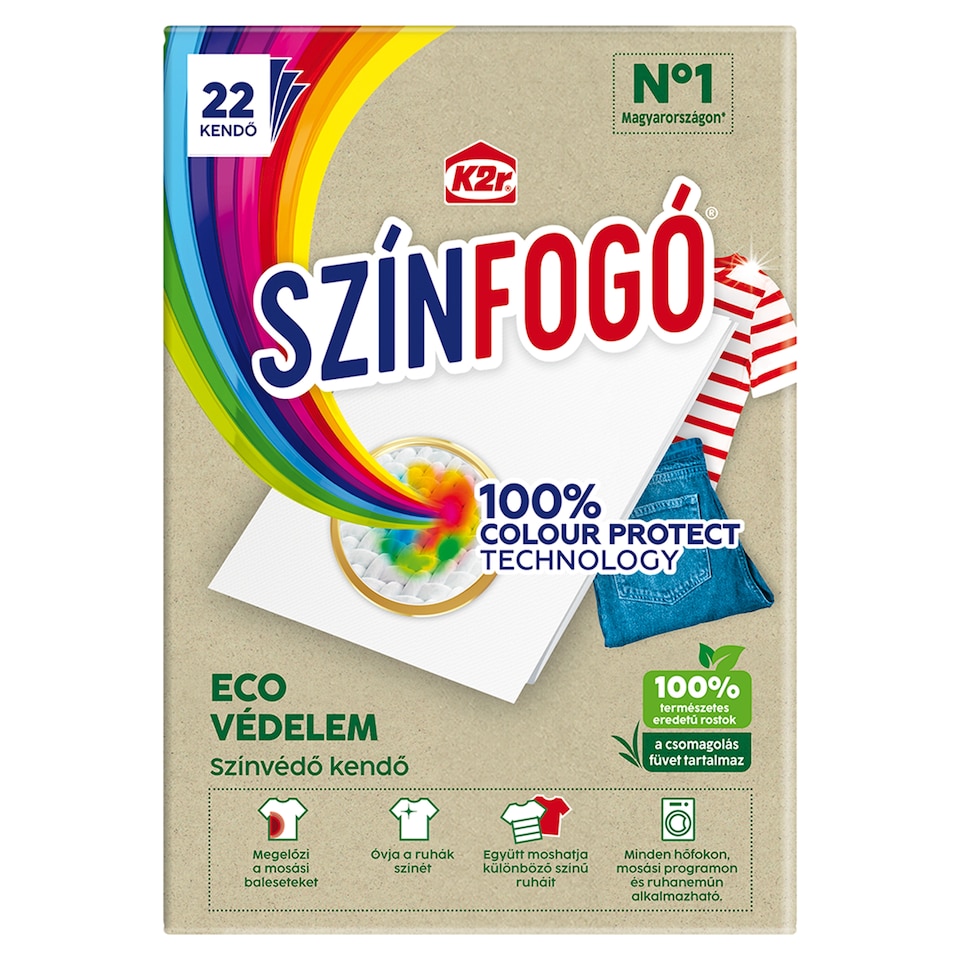 K2r Színfogó Eco Protection Colour Catching Wipes 22 pcs