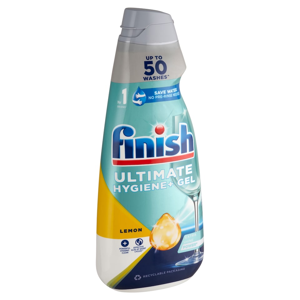 image 1 of Finish Ultimate Hygiene+ Gel Lemon Dishwasher Gel 50 Washes 1000 ml
