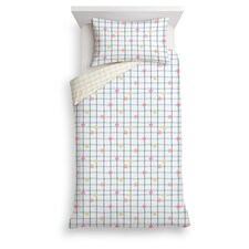 TESCO GRID FLORAL DUVET SET SINGLE