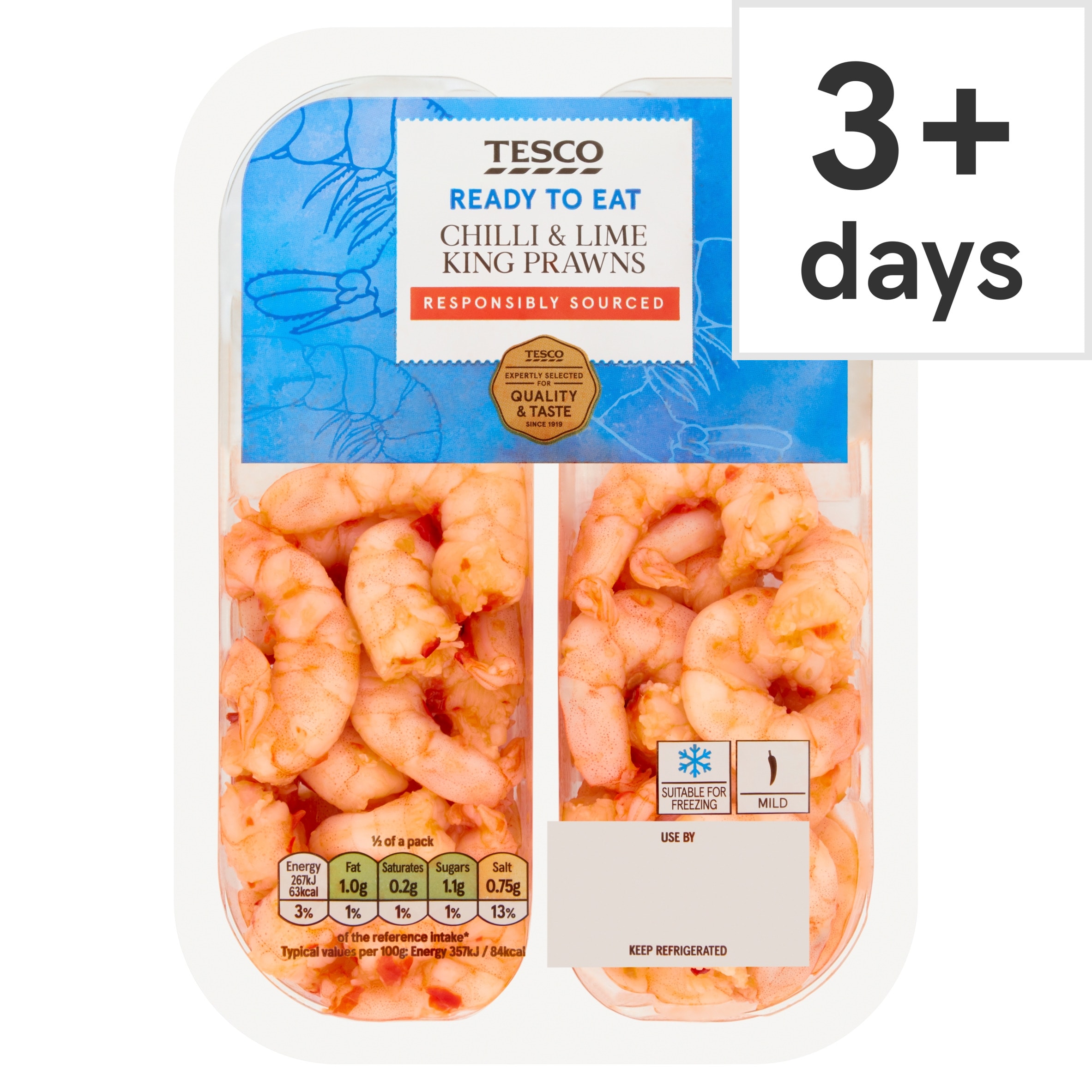 Tesco Chilli & Lime King Prawns 150G
