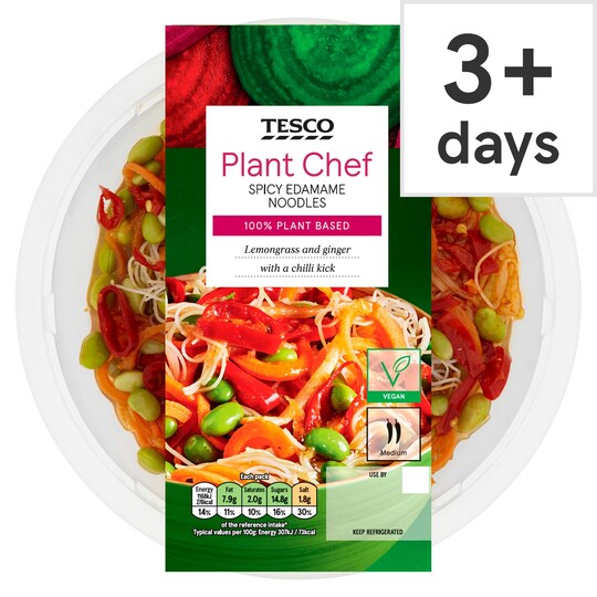 Tesco Plant Chef Spicy Edamame Noodles 380G Tesco Groceries