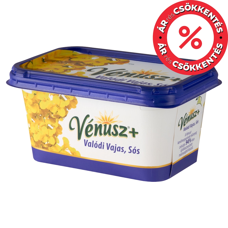 Vénusz+ Valódi Vajas, Sós 55% zsírtartalmú margarin 450 g