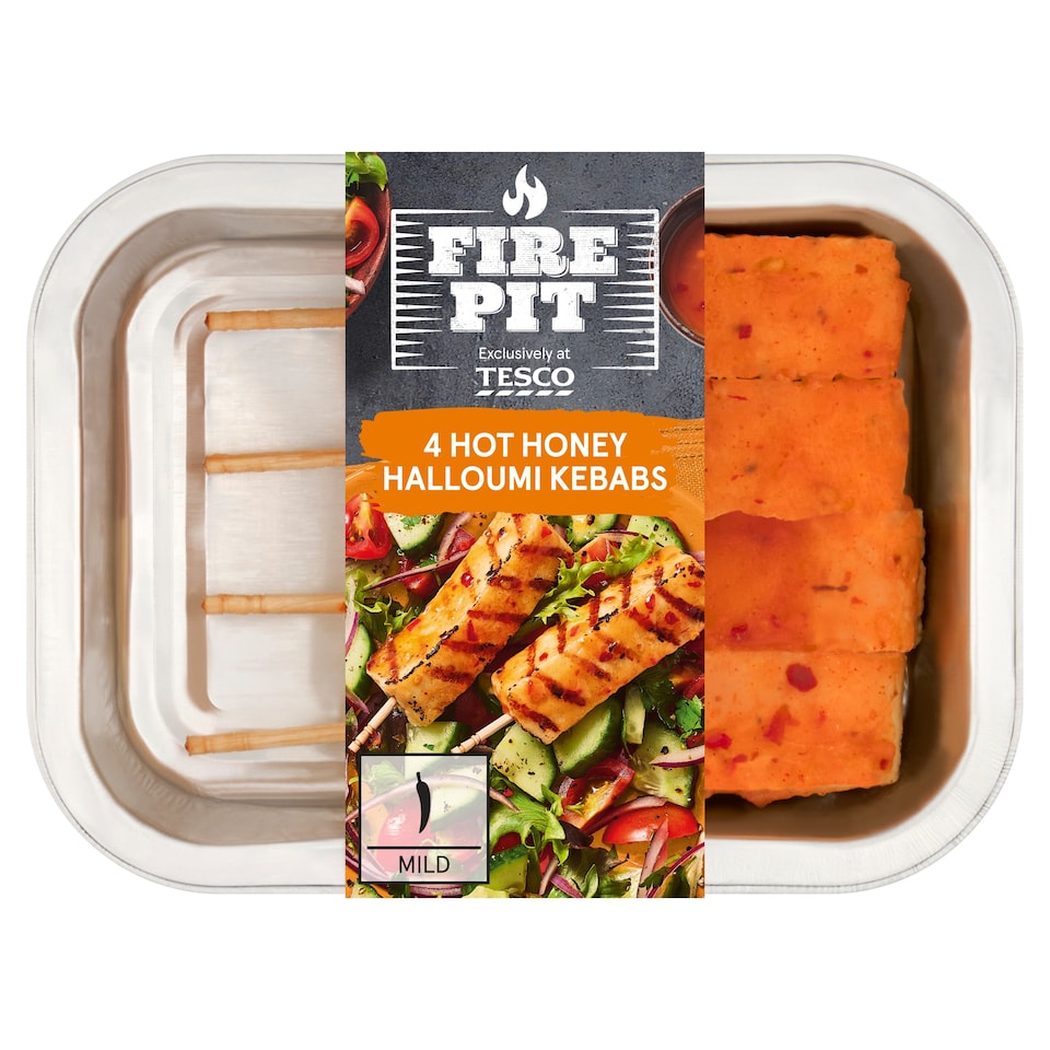 Firepit Tesco 4 Hot Honey Halloumi Kebabs 225g