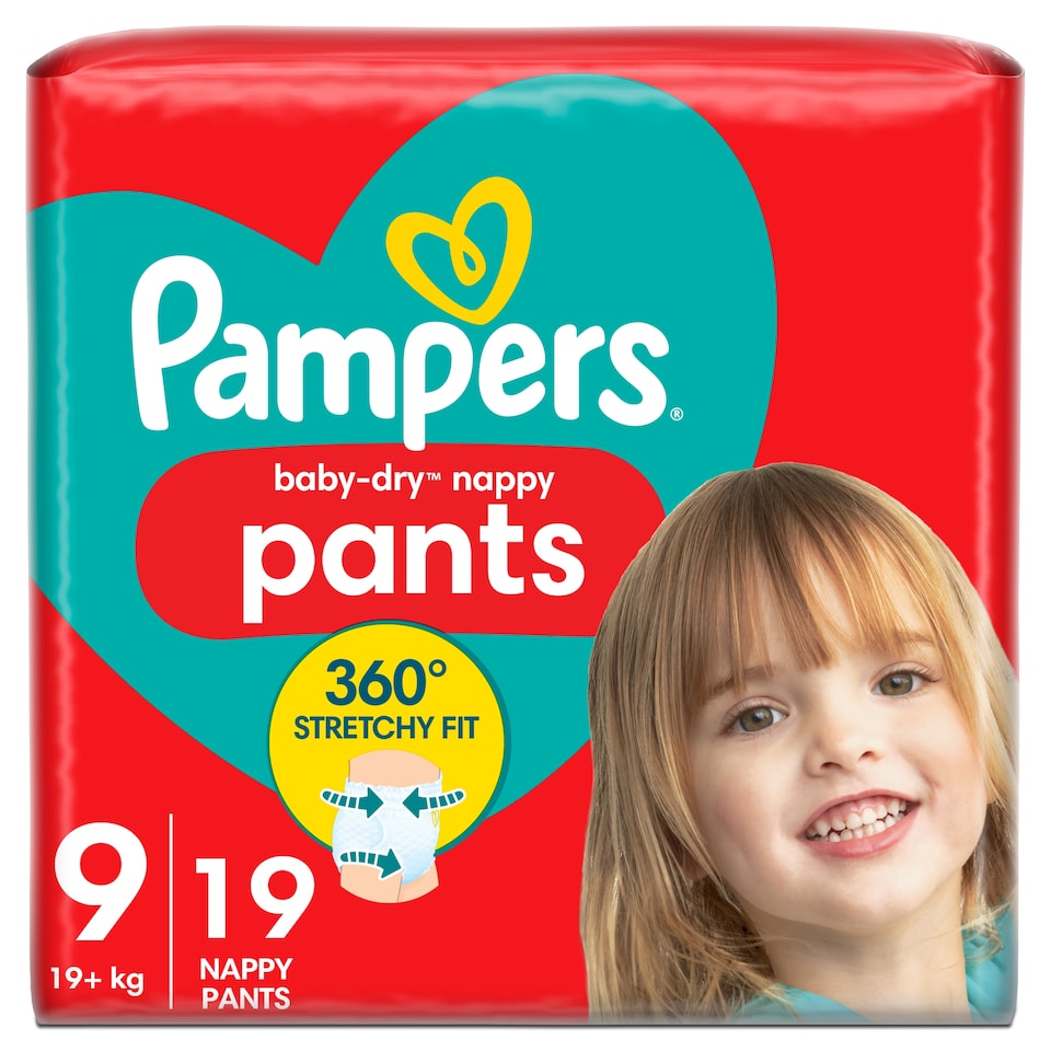 image 1 of Pampers Baby Dry Nappy Pants Size 9 Essential Pack 19 Nappies
