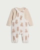 image 2 of F&F Baby 2-Piece Pure Cotton Teddy Bear Print Corduroy Dungarees and Bodysuit Set in White