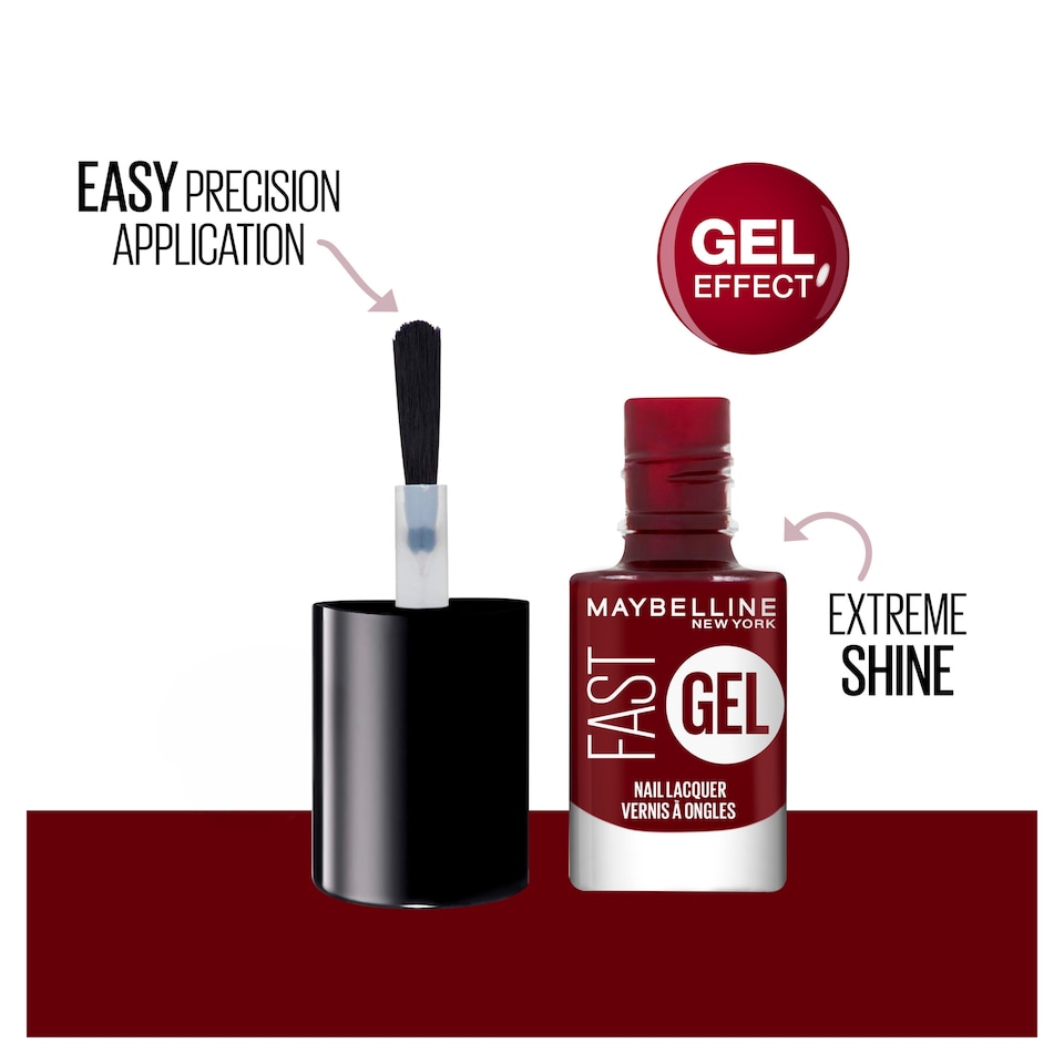 image 1 of Maybelline Fast Gel Nail Lacquer Rebel Red 6.7Ml