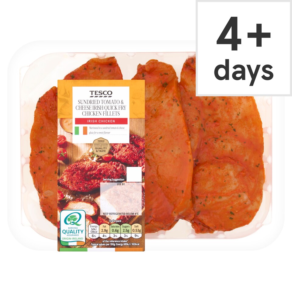 Tesco Sundried Tomato & Cheese Irish Quick Fry Chicken Fillets 300g