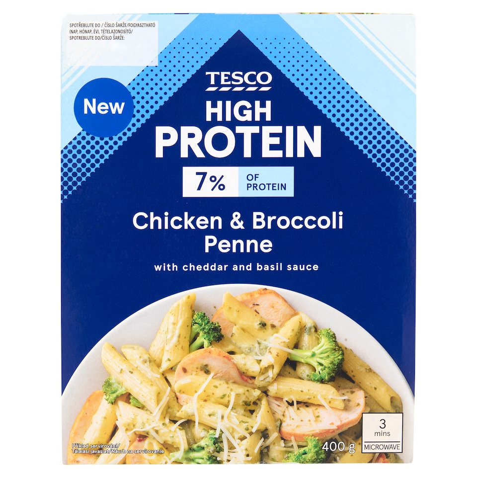 Tesco High Protein Chicken & Broccoli Penne with Cheddar and Basil Sauce 400 g