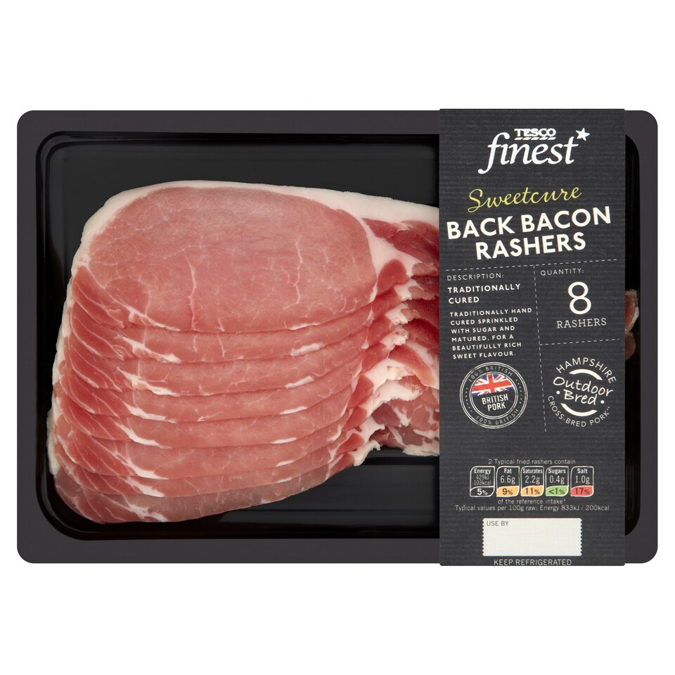 image 1 of Tesco Finest Sweet Cure Bacon 8 Rashers 240G