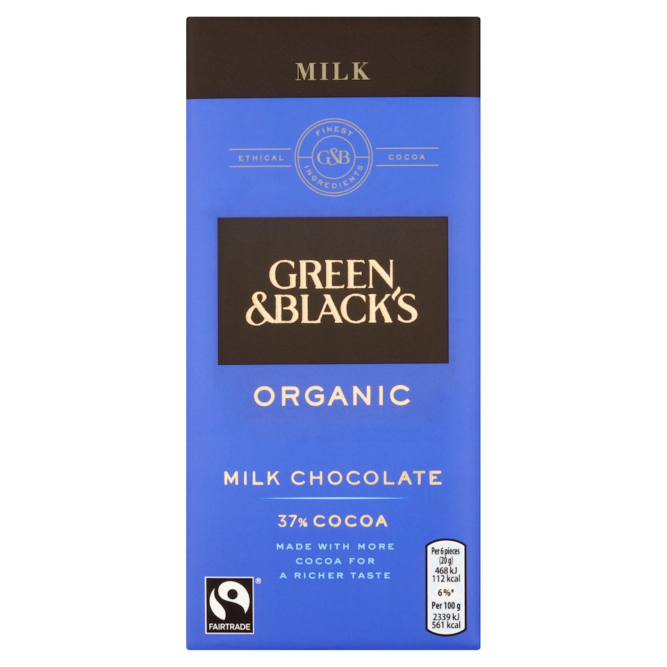 Green & Blacks Organic Milk Chocolate Bar 100G