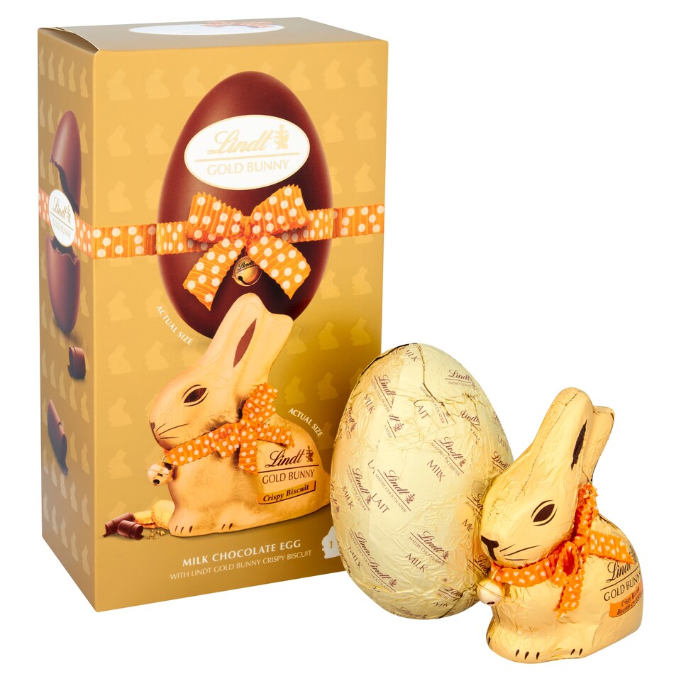 image 1 of Lindt Gold Bunny Milk Chocolate Egg with Biscuit 195g 