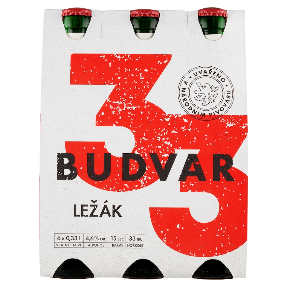 Obrázek 1 pro produkt Budvar 33 pivo ležák 6 x 0,33l (1,98l)