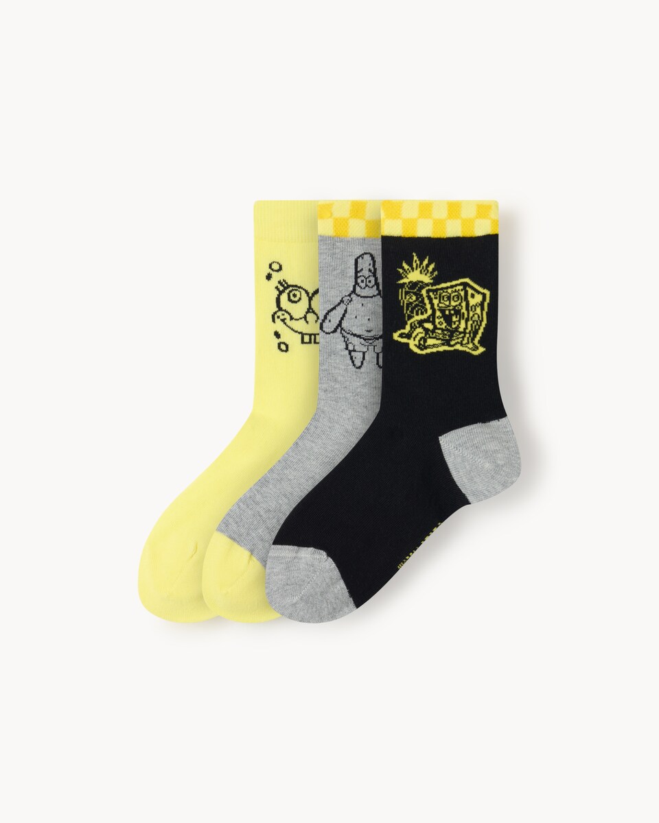 SpongeBob SquarePants 3-Pack Cotton Rich Ankle Socks in Multi