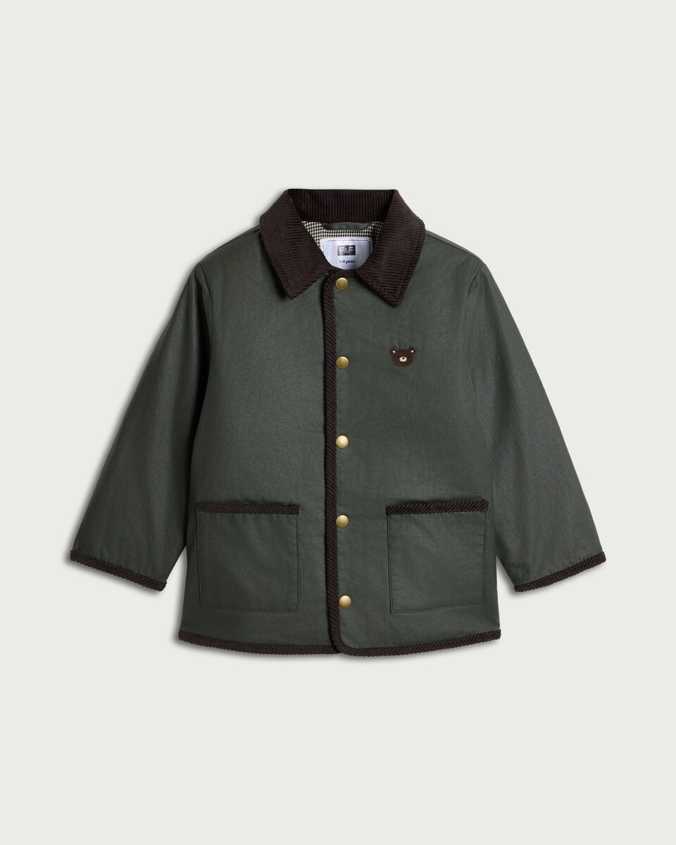 image 1 of F&F Boys Pure Cotton Collared Jacket in Green