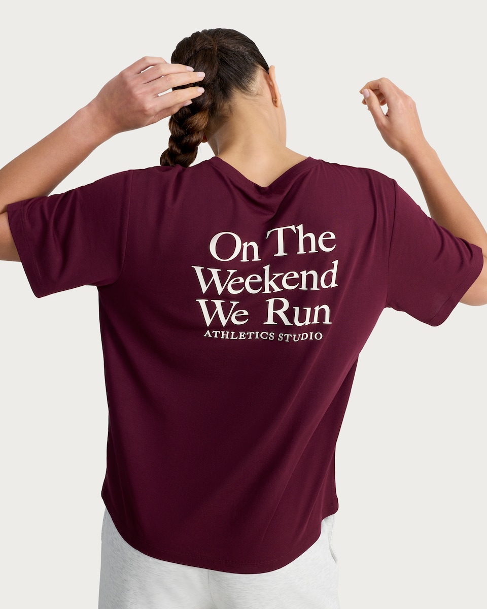 image 1 of F&F Active Modal Rich Short Sleeved T-Shirt in Berry