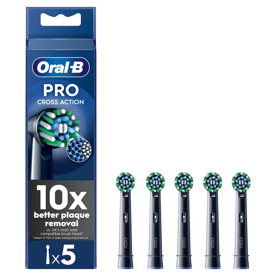 image 1 of Oral-B Pro Cross Black Electric Toothbrush Replacement Heads 5 Pack